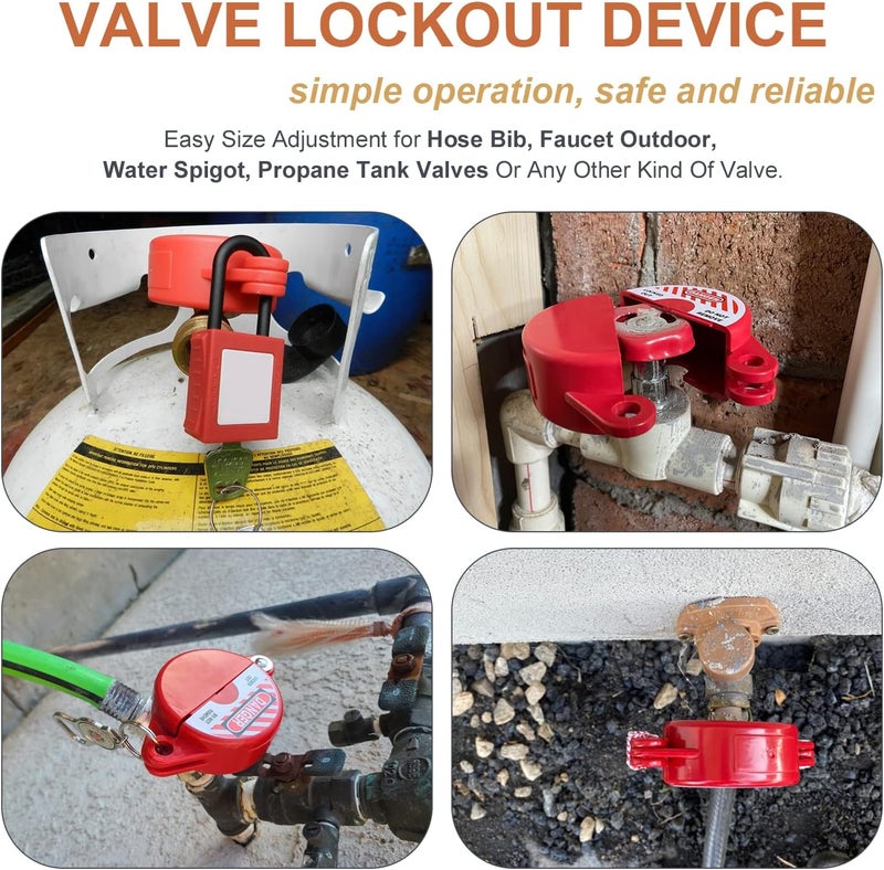 Young Dance Gate Valve Lockout Device | 1 to 2-1/2 Inch Dia | 2 Pack | Hose Bib, Gas, Propane Tank, Water Spigot and Faucet Locks Outdoor | Red for Professional and Industrial Use - Image 5